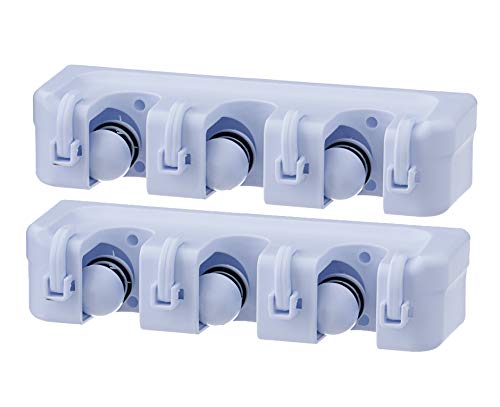Superio Mop & Broom organizer 3-Slots (White 2-Pack) - color: White, size: Medium, 2-pack