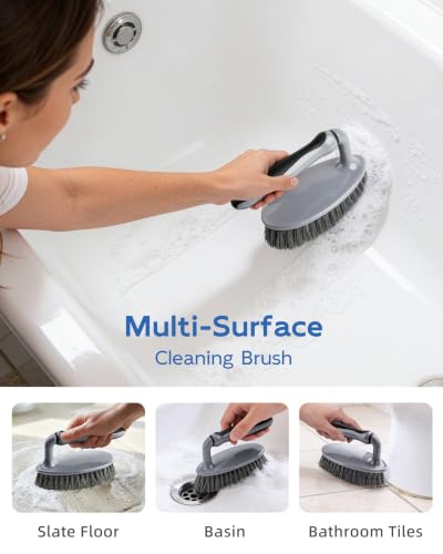 MR.SIGA Heavy Duty Scrub Brush with Comfortable Grip, Cleaning Brush for Bathroom, Shower, Sink, Floor, 2-Pack
