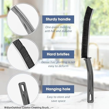 Crevice Cleaning Brush, Heavy-Duty Bristle Brushes for Compact Space Cleaning, Slim Gap Scrubbing Tool, Perfect for Kitchen Surfaces, Window Tracks, Bathroom Tiles & Faucets (BK 6 Pcs)