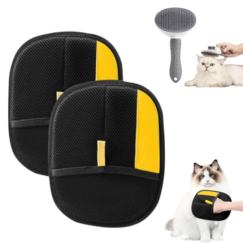 Pet Hair Removal Glove for Cats & Dogs, 2Pcs Newly Upgraded Electrostatic Pet Hair Remover Gloves, Reusable Magic Brush Pet Hair，Pet Hair Remover for Laundry, Sofas，Carpets，Clothing