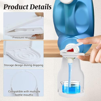 2 Pack Laundry Detergent Dispenser Cup Holder and Drip Catcher for Liquid Laundry & Softener, Laundry Room Organization and Storage, Detergent Bottle Cup Holder with Nozzle Button Switch