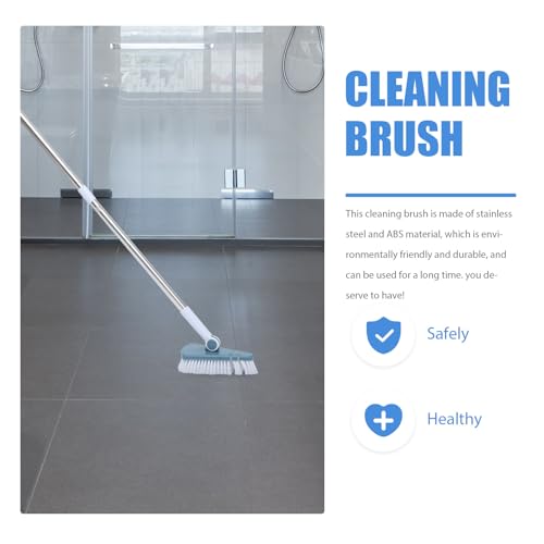 Bathroom Floor Cleaning Brush Long Handle Hard Bristle Tile Scrub Brush Dark Blue Multi-Purpose Floor Cleaner for Bathtub and Toilet Cleaning
