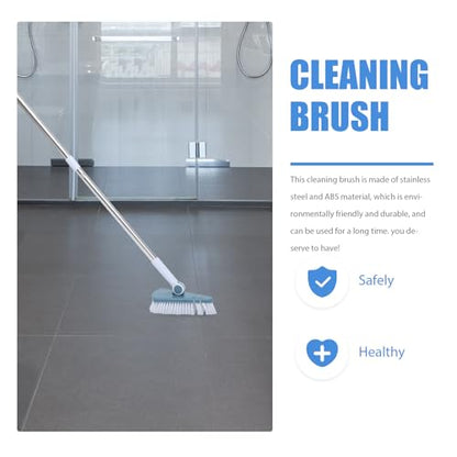 Bathroom Floor Cleaning Brush Long Handle Hard Bristle Tile Scrub Brush Dark Blue Multi-Purpose Floor Cleaner for Bathtub and Toilet Cleaning
