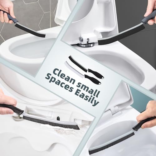 Toilet Brush, 2 Pcs Bathroom Cleaning Brush, Gap Scrub Brush with Hanging Hole, Multifunctional Hard Bristle Crevice Cleaning Brush, Cleaner Tools for Sinks, Tub, Shower, Tile, Toilet Seat (2, Black) - color: Black