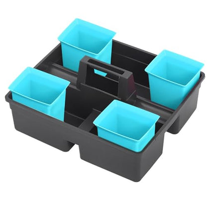 Outanaya Portable Cleaning Basket with Handle Plastic Storage Organizer Bin Sky Blue Compact Utility Caddy for Hotel Room Household Supplies