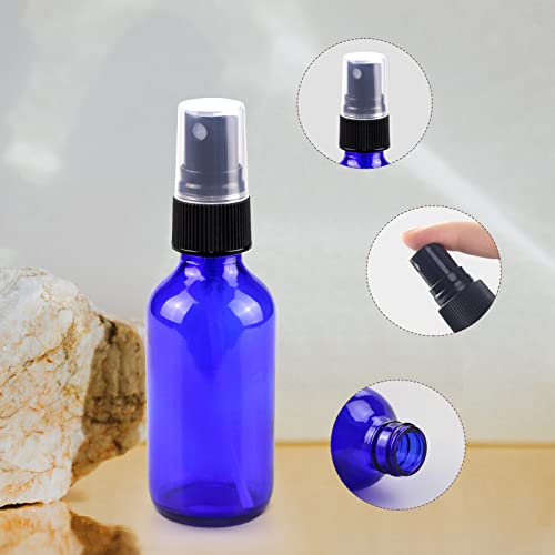 Wedama Mini Glass Spray Bottles 2 oz, Empty with Funnel Dropper, Fine Mist for Hair, Travel, Plants, Cleaning Solutions and Skin Care (4 Pack Blue) - color: Blue, size: 2 Ounce (Pack of 4)