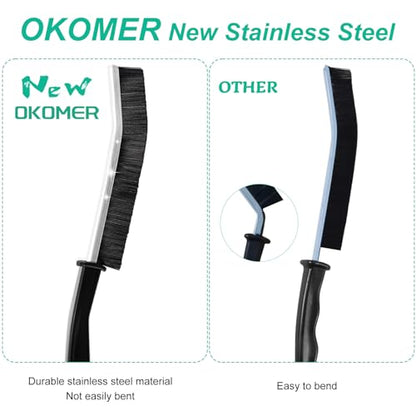 OKOM Multifunctional Stainless Steel Crevice Cleaning Brush - Hard Bristles for Kitchen & Bath Gap Cleaning