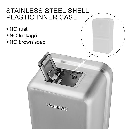 Wall Mounted Soap Dispenser Bathroom, 1100ml 37oz Commercial Stainless Steel Liquid Soap Dispenser Wall Mount (Vertical Brushed) - color: Vertical Brushed