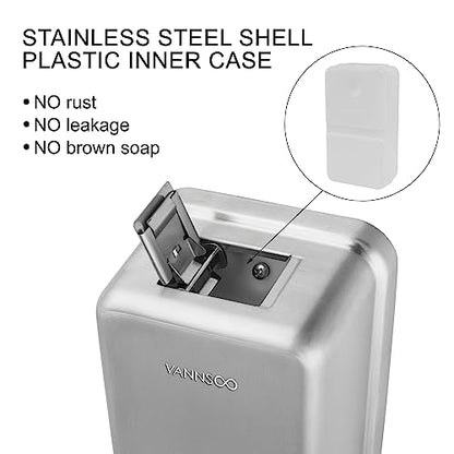 Wall Mounted Soap Dispenser Bathroom, 1100ml 37oz Commercial Stainless Steel Liquid Soap Dispenser Wall Mount (Vertical Brushed) - color: Vertical Brushed