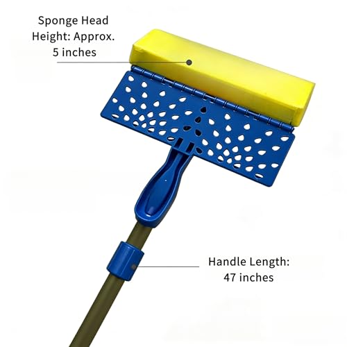 Sponge Mop for Floor Cleaning, Self-Wringing Squeeze Mop with Super Absorbent Honeycomb Sponge, Heavy Duty Roller Mop for Tile and Hardwood Floors
