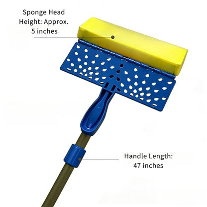 Sponge Mop for Floor Cleaning, Self-Wringing Squeeze Mop with Super Absorbent Honeycomb Sponge, Heavy Duty Roller Mop for Tile and Hardwood Floors