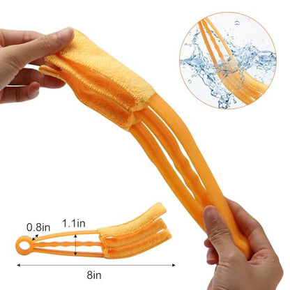 Window Blind Cleaner Duster Set, Washable Dusting Cleaner Air Vent Cleaning Brush Tools (Orange) - color: Orange