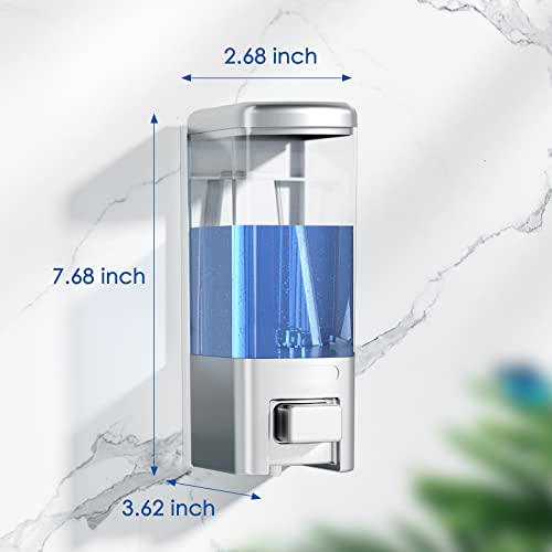 Manual Soap Dispenser, 17oz/500ml Wall Mount, Large Capacity Kitchen Bathroom Hand Soap Dispenser, Commercial Refillable Shampoo Shower Gel Lotion Dispenser, Chrome - color: Chrome 500ml