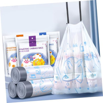 Thickened Kitchen Trash Bags with Drawstring 69pcs 50x55cm Portable Garbage Bags for Home Use Compatible with Bin Diameter ≤37cm