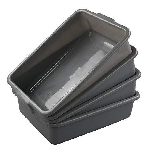 4 Packs 8 Liter Grey Commercial Bus Tub Box Tote Dishpan - color: Grey, size: 8 L