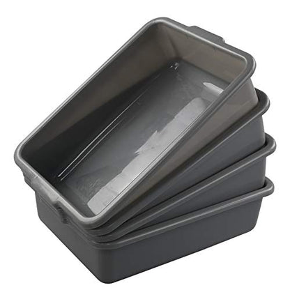 4 Packs 8 Liter Grey Commercial Bus Tub Box Tote Dishpan - color: Grey, size: 8 L