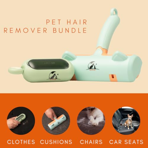 Pet Hair and Lint Remover Roller Bundle for Home, Auto, Travel - Reusable Fur Removal Tool for Clothing, Furniture, Bedding, & Cars | Self-Cleaning and Washable
