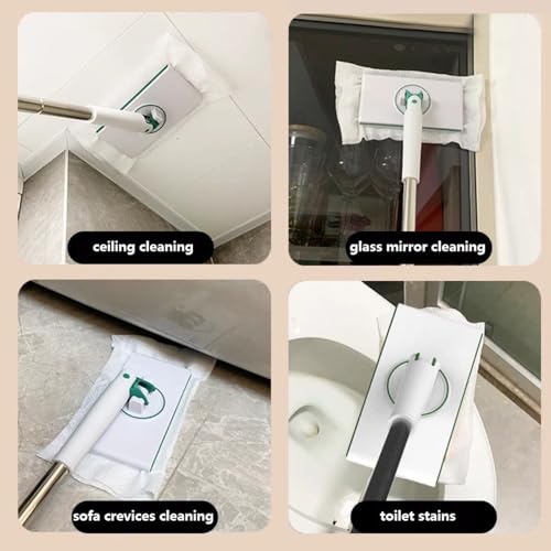 No Touch Clamp Mop, Reusable Hardwood Floor Cleaner, 4 Cloths, Efficient Cleaning Tool for Tile, Glass, or Wood Surfaces, Apartment and Homes Floor Mop, Easy Maintenance - size: 95cm