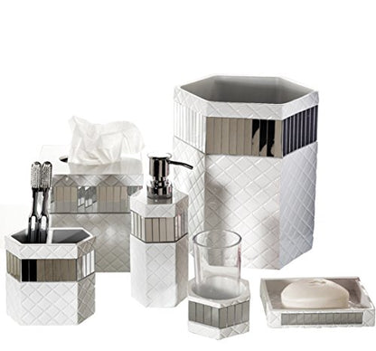 Creative Scents Quilted Mirror 6 Piece Bathroom Accessories Set - style: 6 Piece Set