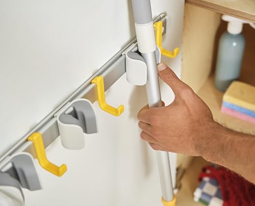 Joseph Joseph CleanTech Cleaning Utility Tool Storage Rail, Organizer Rack with 3 Adjustable Grips and 3 Hooks, Screws Included - style: Storage Rail