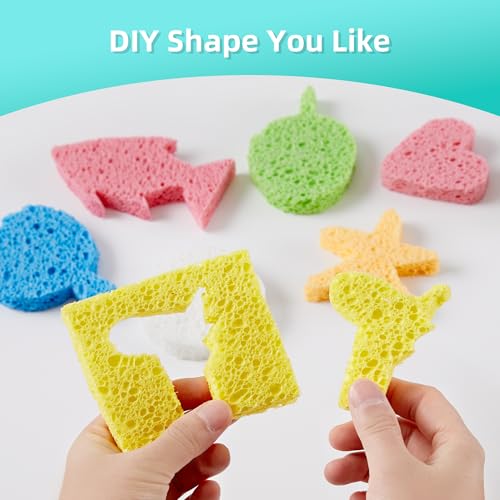 JOYMOOP Dish Sponge Scrubber, Cellulose Sponges Kitchen for Non-Scratch Washing Dishes, Household Cleaning Scrub Natural Sponge, Pack of 12 Colorful Sponges - color: Mixed Color [12 Pcs]