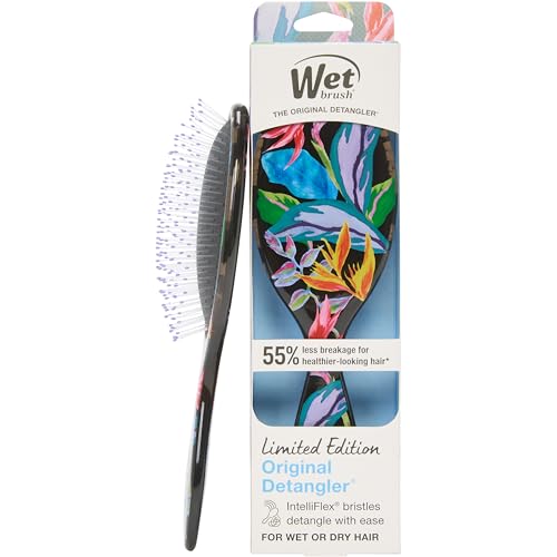 Wet Brush Original Detangler Hair Brush, Flexible Bristles Gently Detangle All Hair Types, Works on Wet or Dry Strands, Ergonomic Handle, Reduces Breakage, Limited Edition, Tropical Oasis Purple Grove - color: Tropical Oasis Purple