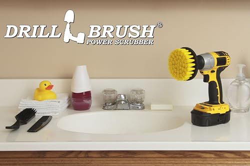 Drillbrush Bathroom Cleaner Drill Attachment – Bathtub Cleaning Supplies - Yellow Drill Brush Bathtub Scrubber - Carpet Scrubber - Bathroom Accessories - Stone Bath Mat Cleaner Spin Brush for Shower - color: Yellow
