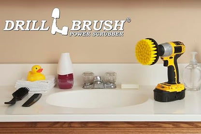 Drillbrush Bathroom Cleaner Drill Attachment – Bathtub Cleaning Supplies - Yellow Drill Brush Bathtub Scrubber - Carpet Scrubber - Bathroom Accessories - Stone Bath Mat Cleaner Spin Brush for Shower - color: Yellow