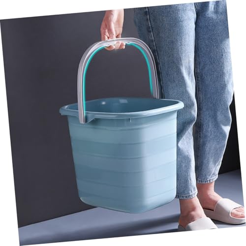 SOLUSTRE Rectangular Plastic Water Bucket with Handle 11l, Portable Household Storage and Mop Bucket for Cleaning, Blue Multifunctional Water Holder for Laundry and Bathing