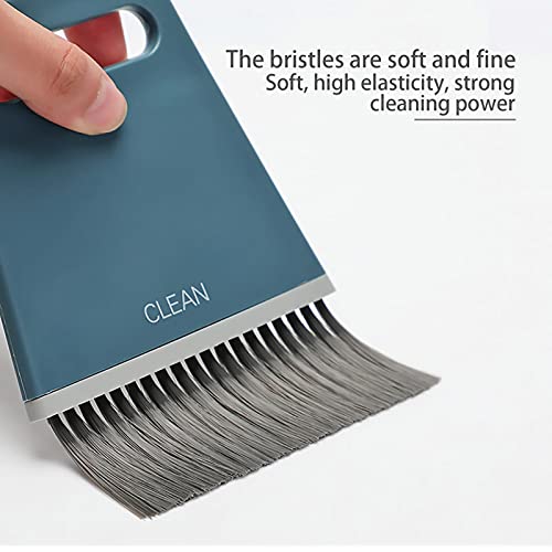 Handheld Broom and Dustpan Set Small Dust Pan and Brush Set, Small Broom and Dustpan Set, Portable 3 in 1 Mini Squeegee Dustpan and Cleaning Brush Set for Office Cleaning, Desk