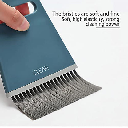 Handheld Broom and Dustpan Set Small Dust Pan and Brush Set, Small Broom and Dustpan Set, Portable 3 in 1 Mini Squeegee Dustpan and Cleaning Brush Set for Office Cleaning, Desk
