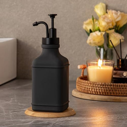 Enra Glass Soap Dispenser,17oz Gray Bathroom Soap Dispenser,Hand Liquid Soap Dispensers with Stainless Steel Pump for Bathroom,Kitchen(Dark Gray) - color: Dark Gray-square-liquid