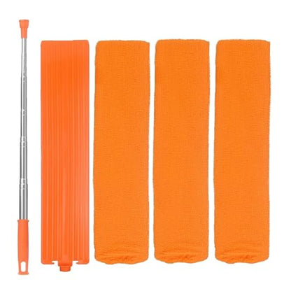 110" Extendable Retractable Cleaning Tool with 3 Washable Cloths | Gap Cleaning Duster, Under Appliance Fridge Furniture Duster for Home Cleaning