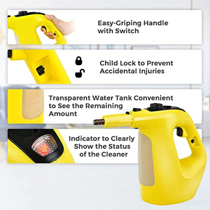 Goplus Multipurpose Handheld Pressurized Steam Cleaner, Yellow - color: Yellow