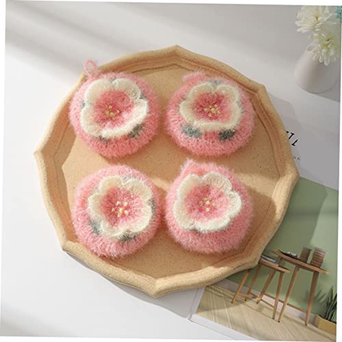 Beaupretty Flower Shaped Dish Towel Set Absorbent Kitchen Cleaning Cloth Dual-Sided Scouring Dishcloth for Tableware for Household Washing and Scrubbing