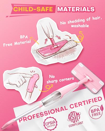 Pink Mini Spray Mop for Toddler-Girls Montessori Cleaning Toy that Real Spray Water,Pretend Playhouse Essentials for Girls Ages 3-8,Toddler Educational Housekeeping Set - size: Pink, style: Spray Mop