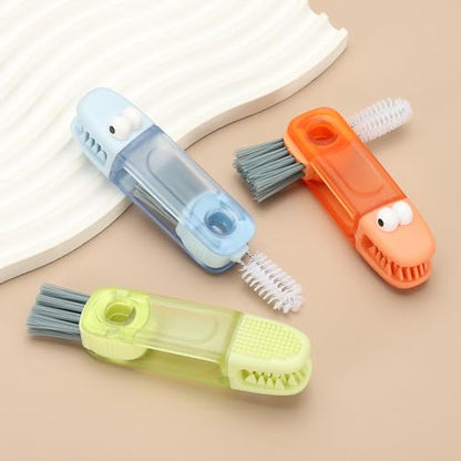uxcell 3Pcs 4 in 1 Cup Lid Gap Cleaning Brush, Multifunction Silicone Bottle Cleaning Brush for Cleaning Tumbler Cup Narrow Neck Bottle Sports Water Bottle, Blue, Green, Red