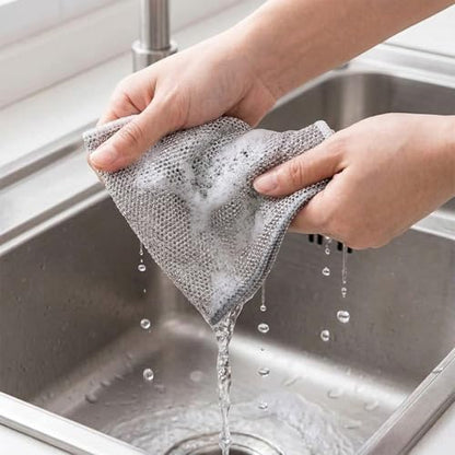 5 Pack Multipurpose Wire Dishcloths, Non Scratch Reusable Metal Cleaning Cloths for Kitchen Cookware, Cooktop and Household Use