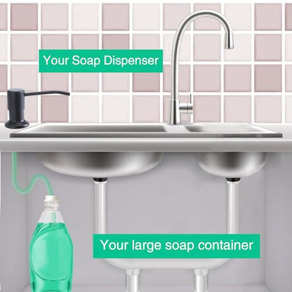 Soap Dispenser for Kitchen Sink, Built in Sink Soap Dispenser, Countertop Soap Dispenser Pump with 47" Extension Tube kit, No Need to Fill Little Bottle Again, Black - color: Black