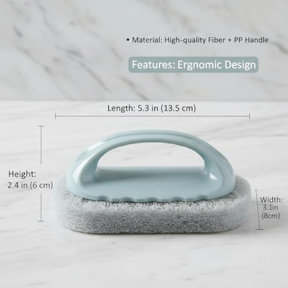 Cleaning Brush for Bathroom Kitchen All Purpose Shower Sponge Scrubbing Brush with Ergonomic Handle (Green) - color: Green