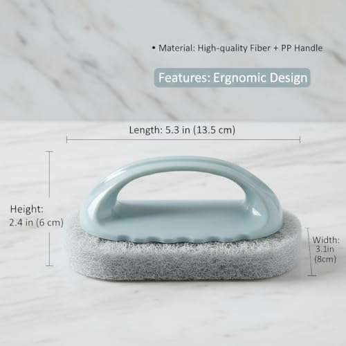 Cleaning Brush for Bathroom Kitchen All Purpose Shower Sponge Scrubbing Brush with Ergonomic Handle (Blue) - color: Blue