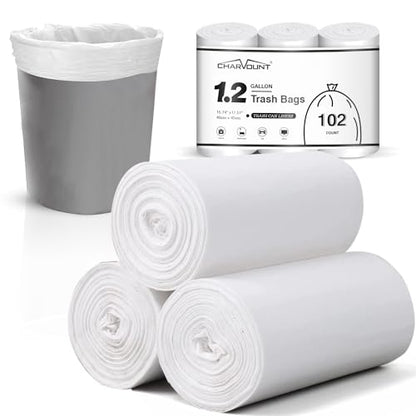 Charmount Small Trash Bags 1.2 Gallon, 102 Count Garbage Bags Bathroom Trash Can Liners,fit 4.5-5 Liter Clear - size: 1 Count (Pack of 102), style: 1.2 Gallon