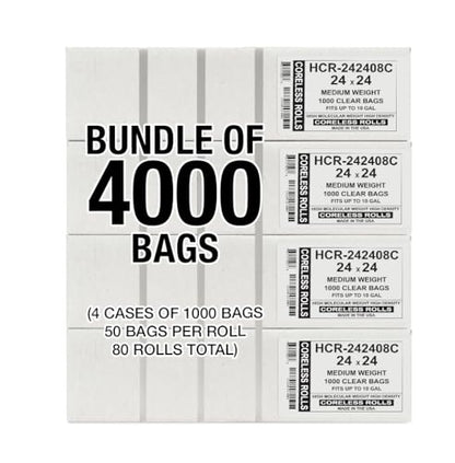 Aluf Plastics High Density Trash Bags, 10 Gallon, 4000 Count, 8 Micron (eq), 24" x 24", Clear, for Bathroom, Office, Industrial, Commercial, Janitorial, Municipal, Recycling - color: Clear, style: 7-10 Gal, 8 Micron Equiv, 4,000 Count