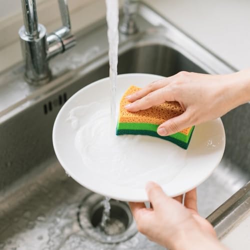 6Pcs Cleaning Sponges, Non-Scratch Scrub Dish Sponge Safe on Non-Stick Cookware, Dual Sided Cleaning Sponges for Kitchen, Household, Bathroom(Irregular,Green) - color: Irregular,green