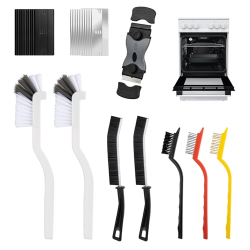 Oven Cleaner Brush Set with Oven Scraper for Cleaning, Heavy Duty Wire Brush Set for Oven, Stove, BBQ Grill & Range Hood, Kitchen Cleaning Kits Tools for Removes Tough Grease & Rust