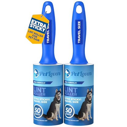 PetLovers Lint Rollers for Pet Hair Extra Sticky - Lint Remover for Clothes (2 Pack Travel Size) - size: 2 Pack Travel Size