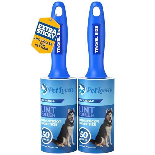 PetLovers Lint Rollers for Pet Hair Extra Sticky - Lint Remover for Clothes (2 Pack Travel Size) - size: 2 Pack Travel Size