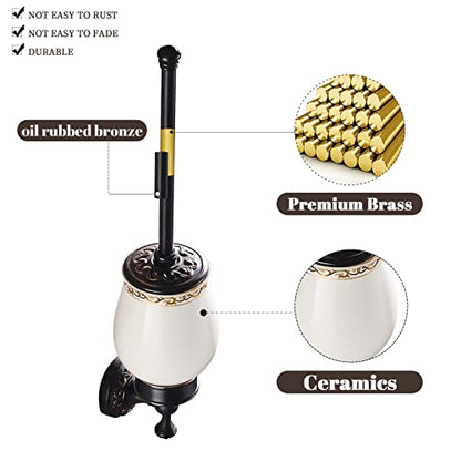 Leyden Bronze Toilet Brush Holder,Oil Rubbed Bronze Toilet Brush Plunge Retro Toilet Bowl Brush Bathroom Accessories Wall Mounted - color: Orb