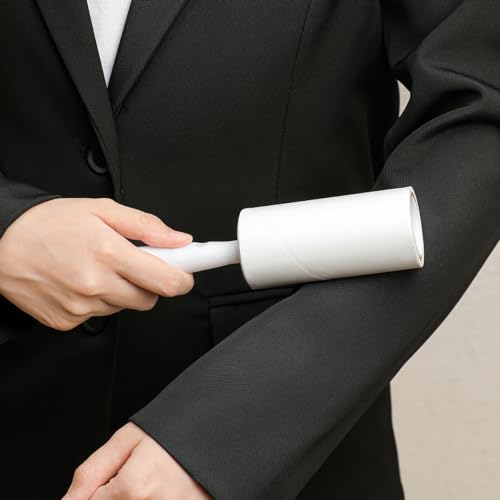 Lint Roller for Pet Hair Extra Sticky Lint Removal Roller with 3 Refills, Reusable Handle with 4 Sticky Rolls Total 240 Sheets (White Stick) - color: White Stick