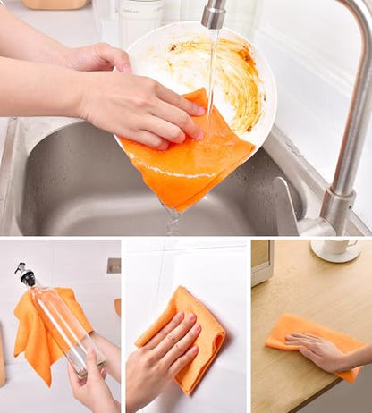 KitchLife Microfiber Cleaning Cloth Roll - Tear-Away Reusable Microfiber Paper Towels, Lint-Free, Washable, 20 Sheets for Kitchen, Car, Dishes, and Sensitive Surfaces (Orange) - color: Orange